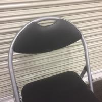 【中古】パイプ椅子　PVCレザー　ブラック