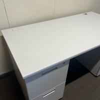 【中古】両袖デスク　オフィスコム　W1400*D700*H700　木天板　ホワイトグレー