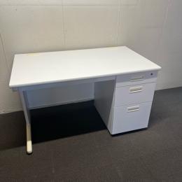 【中古】片袖デスク　ノーブランド　W1200*D700*H700　木天板　ホワイト