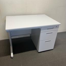 【中古】片袖デスク　オフィスコム　W1000*D700*H700　木天板　ホワイトグレー