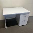 【中古】片袖デスク　オフィスコム　W1000*D700*H700　木天板　ホワイトグレー