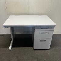 【中古】片袖デスク　オフィスコム　W1000*D700*H700　木天板　ホワイトグレー