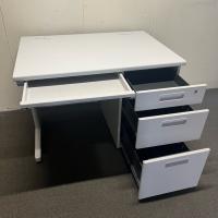 【中古】片袖デスク　オフィスコム　W1000*D700*H700　木天板　ホワイトグレー