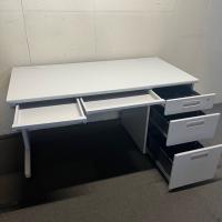【中古】片袖デスク　オフィスコム　W1400*D700*H700　木天板　ホワイトグレー