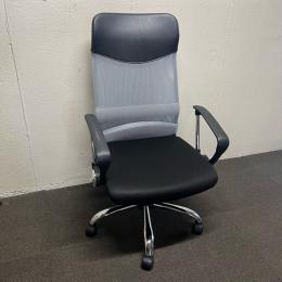 【中古】オフィスチェア　メッシュチェア　ハイバック　肘付き　メッシュ生地　アッシュグレー