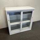 【中古】ガラス引き違い書庫　アルプス　33書庫　W880*D400*H880　ホワイト