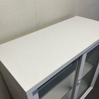 【中古】ガラス引き違い書庫　アルプス　33書庫　W880*D400*H880　ホワイト