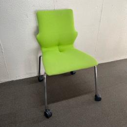 【中古】スタッキングチェア　コンベルサ　ソフトフィットタイプ　キャスター付き　グリーン