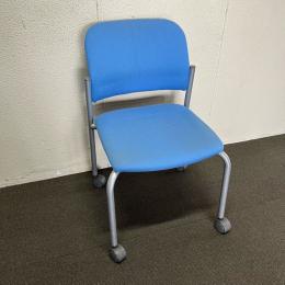 【中古】スタッキングチェア　コクヨ　CK-100　布張り　キャスター付き　ブルー