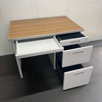 【中古】片袖デスク　コクヨ　SR型　W1000*D700*H700　木目天板　ニューグレー