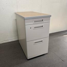 【中古】3段脇机　コクヨ　SR型　W400*D700*H700　木目天板　ニューグレー