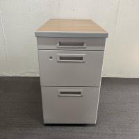 【中古】3段脇机　コクヨ　SR型　W400*D700*H700　木目天板　ニューグレー