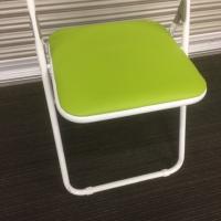 【中古】パイプ椅子　PVCレザー　グリーン　