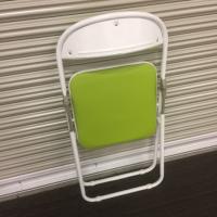 【中古】パイプ椅子　PVCレザー　グリーン　