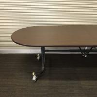 【中古】大型会議テーブル　ライオン事務器　折りたたみ式　バタフライテーブル　W2400　Dブラウン