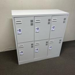 【中古】6人用シューズロッカー　東京鋼器　扉鍵付き　ホワイト
