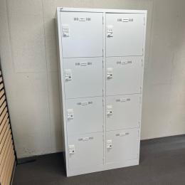 【中古】8人用ロッカー　生興　2列4段　ダイヤル鍵　ホワイト