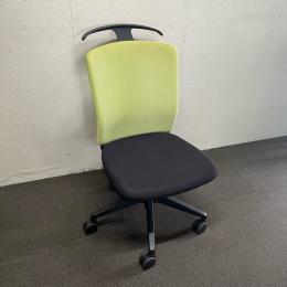 【中古】オフィスチェア　肘無し　アイリスチトセ　ハンガー付き　グリーン