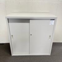 【中古】引き違い書庫　コクヨ　棚2枚　スチール引き違い　ナチュラルグレー