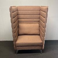【中古】パネル付きソファ　ハイビス　クッション付き　W800*D670*H1240　ブラウン