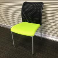 【中古】スタッキングチェア4脚セット　ノーブランド　布張り　ライム*ブラック