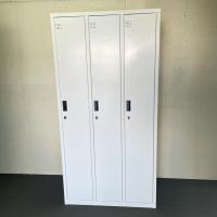 【中古】3人用ロッカー　ノーブランド　簡易シリンダー錠　ホワイト