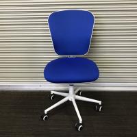 【中古】オフィスチェア　メーカー不明　布張り　メッシュバック　ブルー