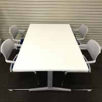【中古】会議テーブル+チェア4脚セット　コクヨ　W1500*D900　ホワイト　ジュート　サティオ